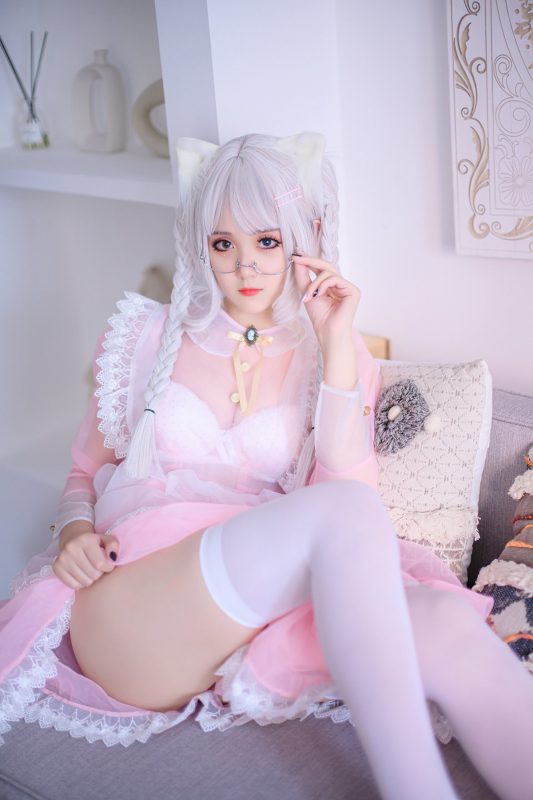 Coser@Akisoso秋楚楚 Vol.023 粉色透明女仆-六月图吧