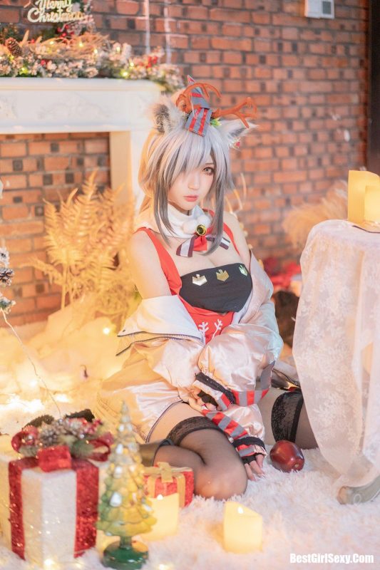 Coser@周叽是可爱兔兔 Vol.032 圣诞黑丝兽耳-六月图吧