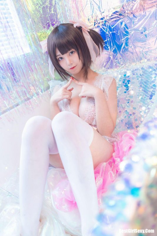 Coser@蜜汁猫裘 粉色私房 白丝-六月图吧