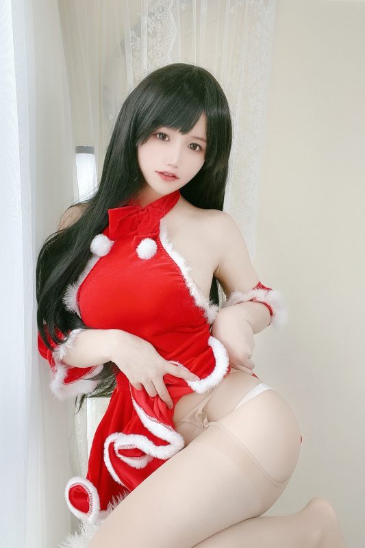 Coser@小仓千代w Vol.018 红色礼物裙-六月图吧