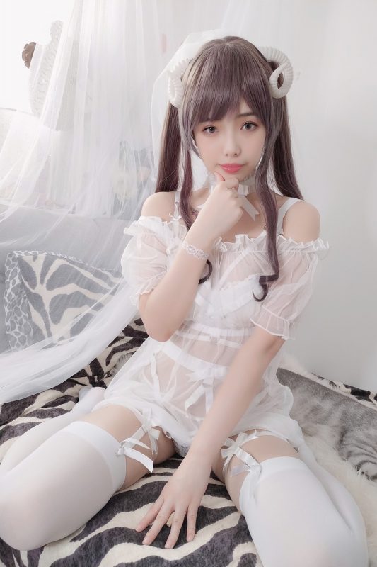 Coser@雯妹不讲道理 Vol.016 绵羊白色绑带-六月图吧