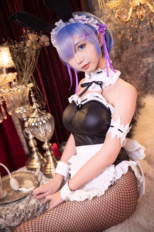Coser@面饼仙儿 No.058 网袜蕾姆-六月图吧