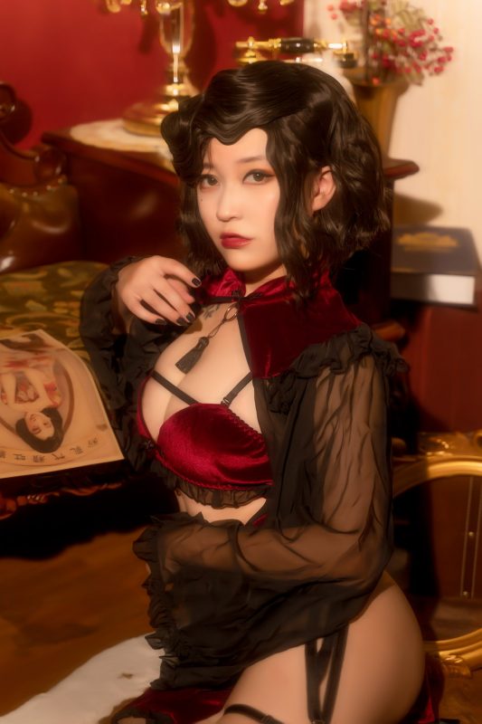 Coser@奇行家狗崽 Vol.009 红丝绒旗袍-六月图吧