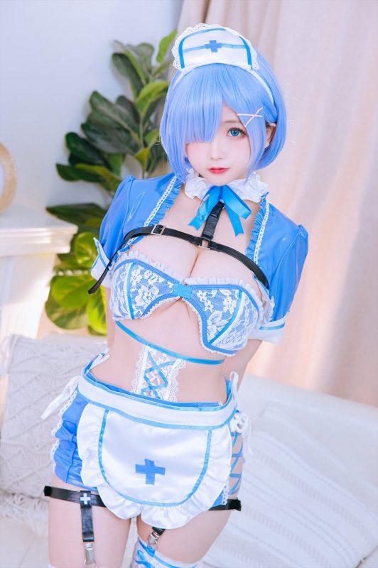 Coser@日奈娇 Vol.041 蕾姆蓝色护士-六月图吧