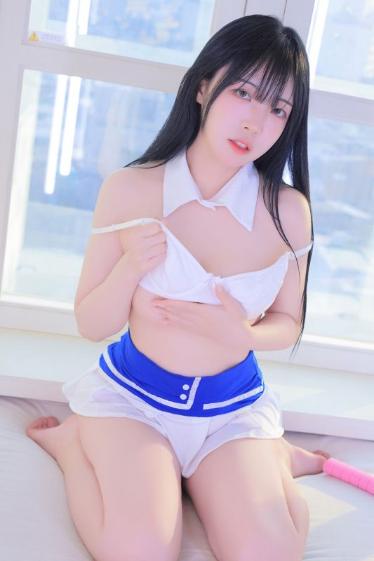 Patreon rinaモモリナ momorina – Blue And White Swimsuit-六月图吧