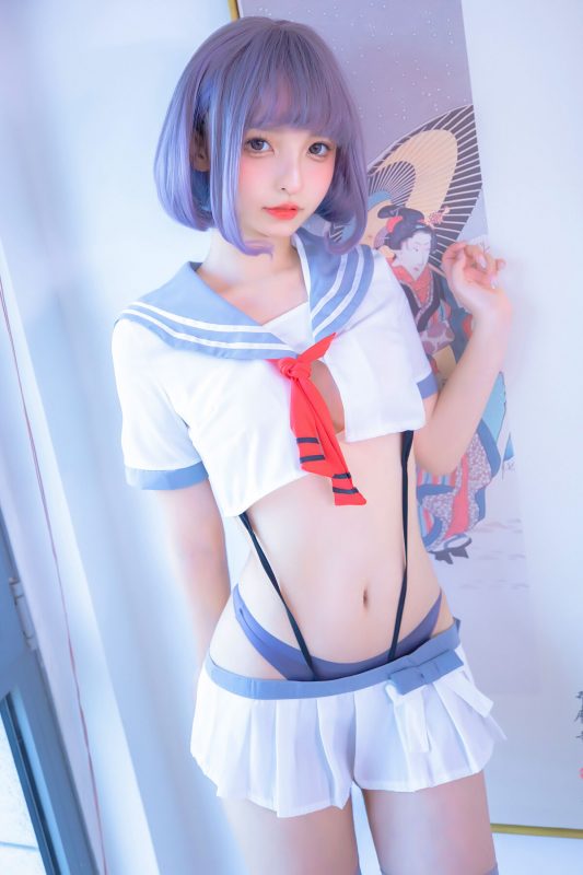 Coser@神楽坂真冬 Vol.100 灰丝吊带JK-六月图吧